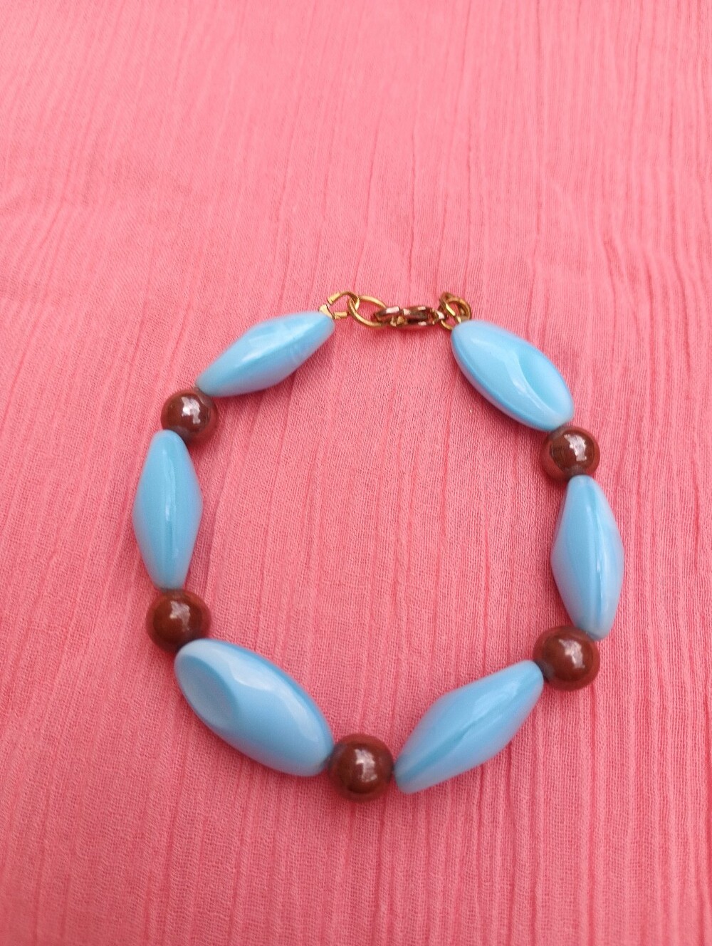 Blue Bead & Brown Accent Bracelet - Women Jewelry